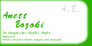 anett bozoki business card