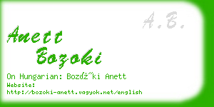 anett bozoki business card